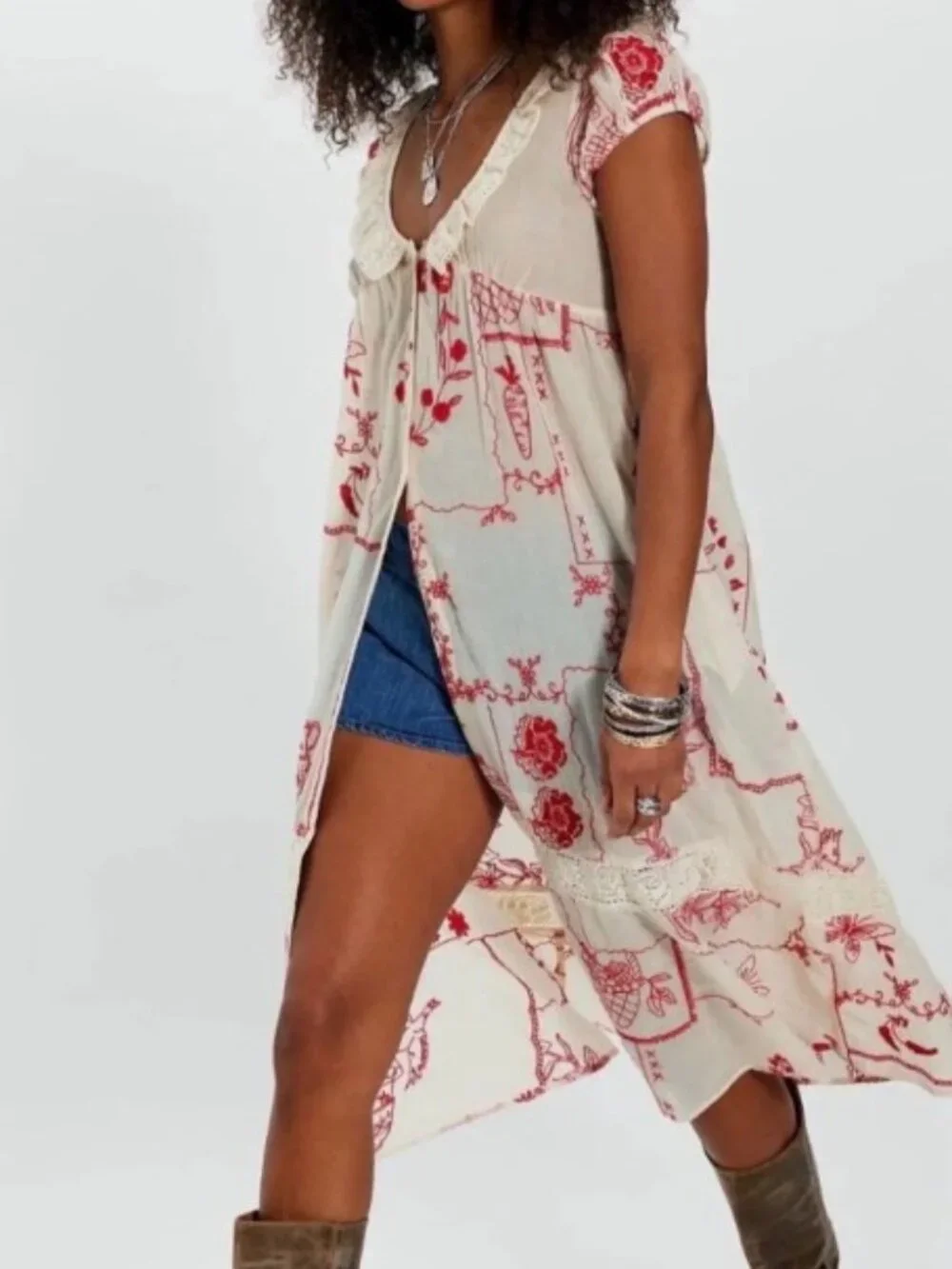 Free People Annie embroidered maxi top dress NWOT